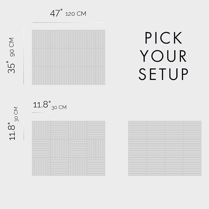 Felt Bulletin Board Tiles 48"x36" - 12-Pack Cork Board Alternative, OEKO-TEX Certified, NRC 0.95 Acoustic Felt Wall Panels, Damage-Free Adhesive, Slatted Design Home Office & Classroom (Opera)