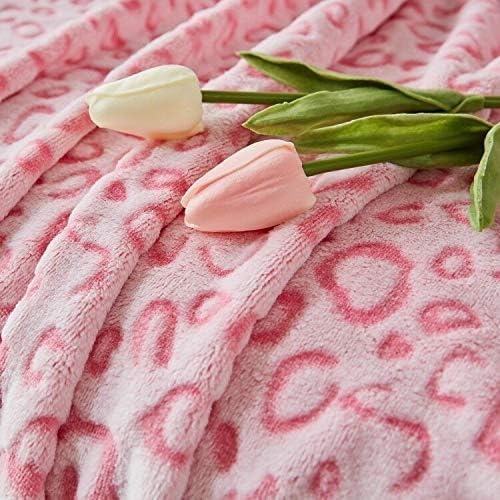 Flannel Fleece Leopard Print Throw Blanket Super Soft Lightweight Fluffy Throw for Couch, 40"X50",Pink