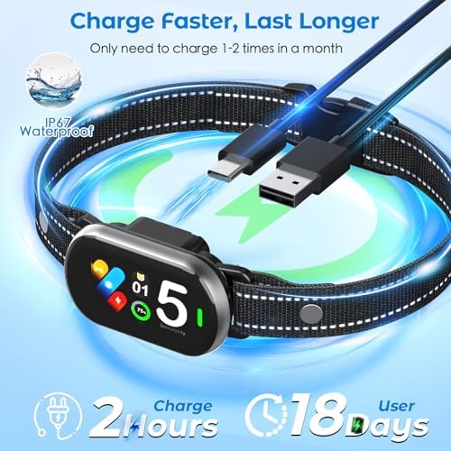 Bark Collar for Small Medium Large Dogs, Rechargeable Smart Dog Bark Collar, Anti Barking Training Collar with 5 Adjustable Sensitivity,Bark Shock Collar with Beep Vibration (Silver)