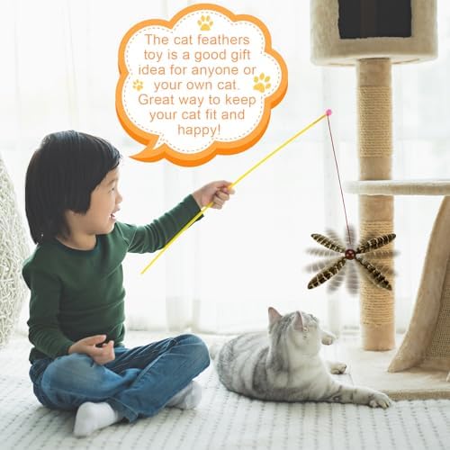 8 Pcs Cat Feather Propeller Toys Refills Replacement Propeller Interactive Cat Toy Refills Kittens Toy Feather Replacement Wand Teasers Attachments for Kittens Wand(Cute)