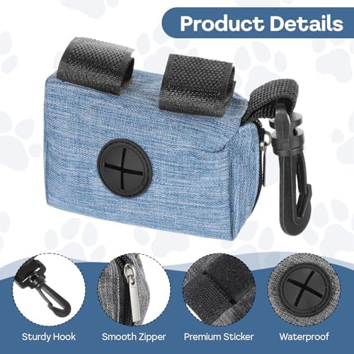 Yuanchu 3 Pcs Dog Poop Bag Dispensers, Dog Waste Bag Holder for All Leash Attachment Puppy Poop Bag Dispenser Zipper Pouch with Carabiner Clip for Cats Dogs Pet