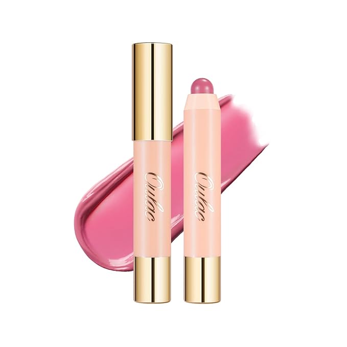 Oulac Pinky Rose Lipstick - Lipstain and Blush Duo, Tinted Lip Balm, Moisturising and Nourishing, Glossy Finish, Vegan, Rose Tea(06)