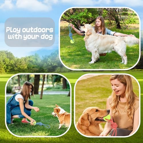 Dog Rope Toy Tug Outdoor Puppy Interactive Dog Toy 1 Knot with Tennis Ball