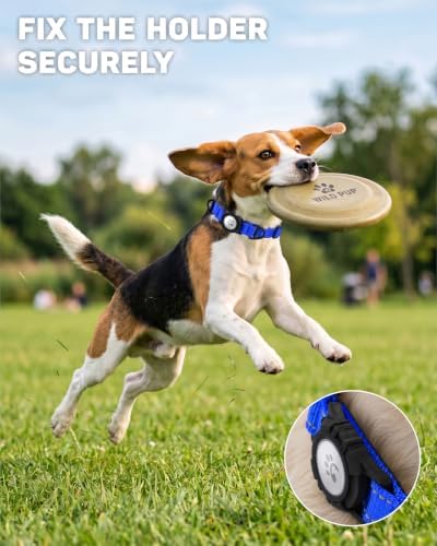 Padded Dog Collar with Waterproof Holder Compatible with Airtag