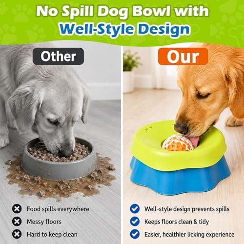 2in1 Dog Lick Bowl with Rolling Ball,Slow Feeder for Dogs & Cats