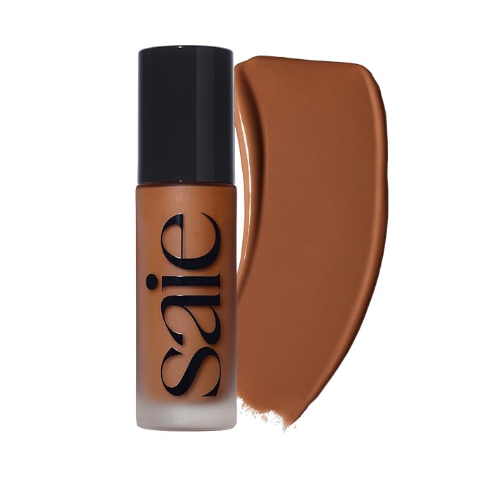 Saie Glowy Super Skin Tint Liquid Foundation - Weightless + Dewy Foundation with Lightweight Medium Coverage - Hydrating Face Makeup + Skin Care Serum Hybrid with Hyaluronic Acid - Shade 31 (1.01 oz)