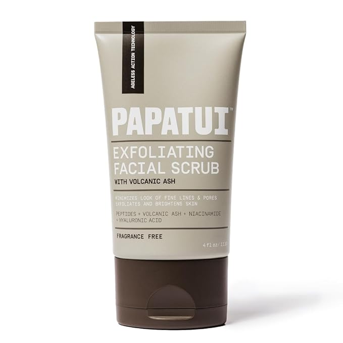 PAPATUI by Dwayne Johnson Exfoliating Facial Scrub for Men | Unscented | Visibly Smooths Wrinkles & Fine Lines | Made with Peptides, Volcanic Ash, Niacinamide, & Hyaluronic Acid | 4oz
