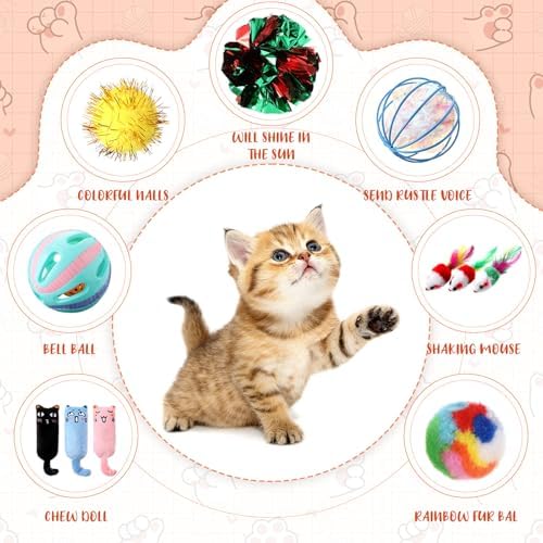 Shappy 150 Pcs Cat Toys Bulk Pack for Indoor Cats, Mice Balls,Funny