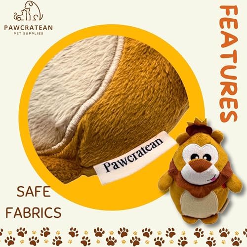 7" Squeaky Plush Toy for Puppies Small Dogs Self Etertainment Washable Soft Made [PET ONLY] (Lion)