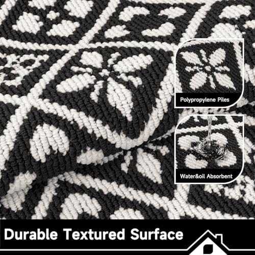 Ileading Indoor Door Mat, Absorbent Muddy Mats for Dogs, Low-Profile Entrance Welcome Mat with Non-Slip Rubber Backing, Washable Runner Carpet for Hallway,Entryway,Kitchen (Black 32x48in)