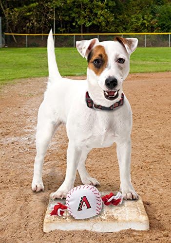 Pets First MLB Arizona Diamondbacks Baseball Rope Toy for Dogs & Cats. Tough Nylon, Sporty Baseball Design, Heavy-Duty Ropes with Inner Squeaker