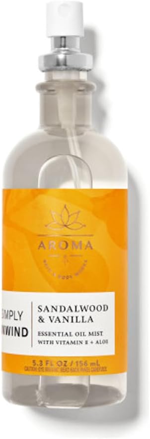 Bath and Body Works Aromatherapy Sandalwood & Vanilla Pillow Mist 5.3 Fl Oz (Sandalwood & Vanilla)
