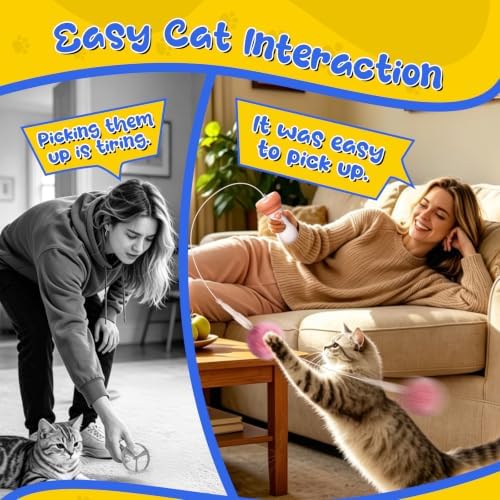 Cat Fetch Toy Launcher with Fuzzy Ball & Electric Retractable Rope