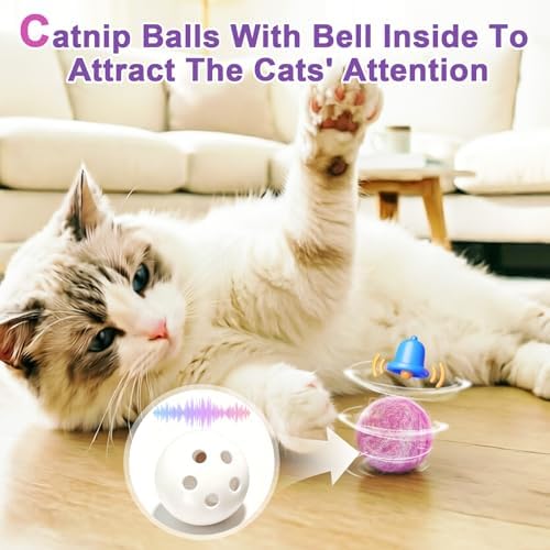 Retro Shaw Catnip Toys Balls with Bell Inside, Wool Yarn Cat Balls, 6 Pack