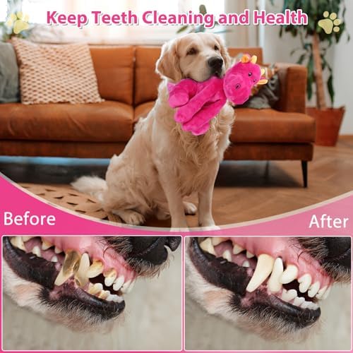 Letsmeet Dog Toys for Large Plush Dog Chew Toy with Squeaker and Crinkle Paper, Interactive Puppy Toys to Reduce Boredom and Anxiety, Tough Tug of War Pet Toys for Small, Medium and Large Dogs