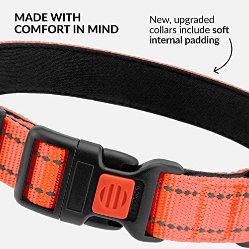 Reflective Dog Collar, Quick-Release Buckle (Coral, 18-26 Inch)