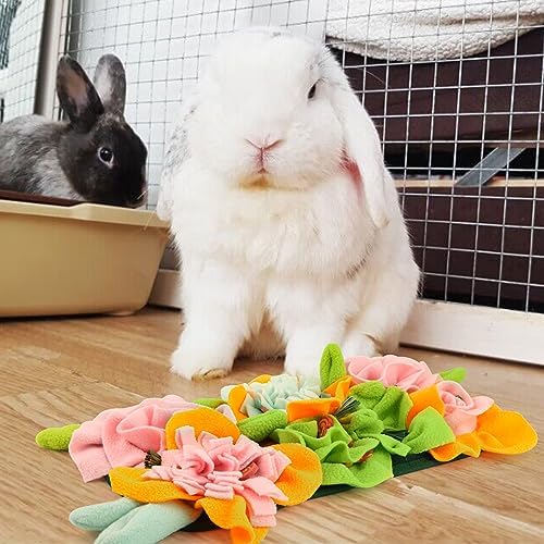Rabbit Foraging Mat, Guinea Pig Toys Snuffle Pad Bed Mat Bunny Feeding Toy