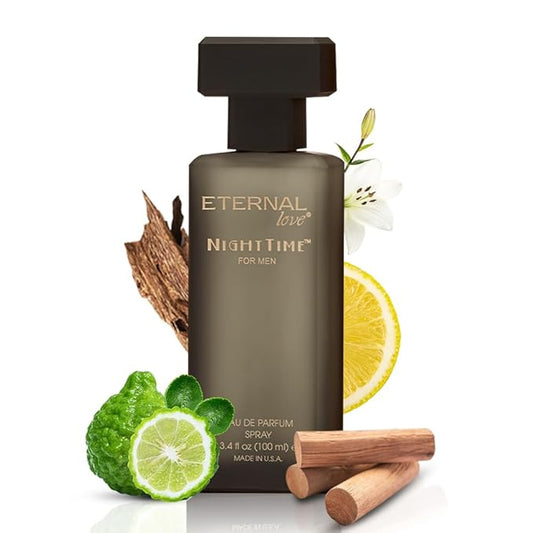 Eternal Love Nighttime for Men - Long Lasting Eau de Parfum Spray - Clean Masculine Fragrance with Rose & Jasmine - Warm Sophisticated Scent - 3.4oz