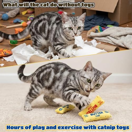 6Pcs Butter Catnip Crinkle Paper Sound Toys for Cat, Catmint Cat Toy Gift