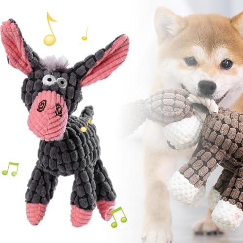 2026 New Dog Toys, Indestructible Plush Dog Toy for Aggressive Chewers, Interactive Squeaky Soft Puppy Chew Toy, Durable Teething Toys for Small Medium Large Dogs (Black)