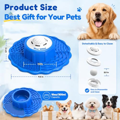 Slow Feeder Dog Bowls with Lick Mat & Rolling Lick Ball, Enrichment Toys