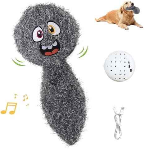 PETGEEK Interactive Dog Ball Toy, Vibrating Dog Ball with Music and Recording, Enrichment Toys for Dogs to Keep Them Busy, USB-C Rechargeable Squeaky Toys for Small/Medium/Large Dogs(Gray)