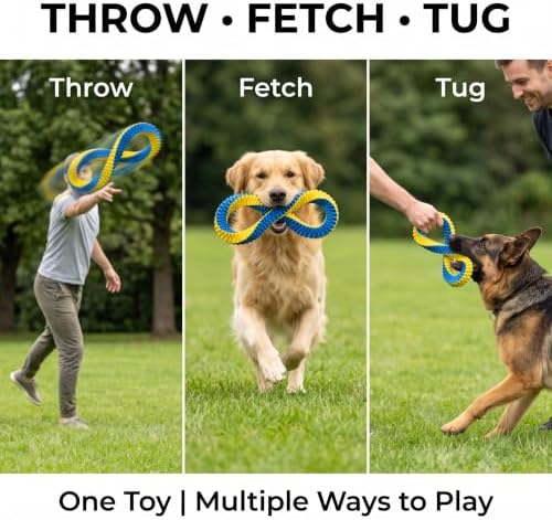 Dog Tug Toy, Interactive Rope Toy for Fetch & Tug, Figure 8 Design，Large