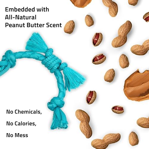 Playology Dog Toys | Sensory Rope for Puppies and Young Dogs | Peanut Butter Scented Small Tug of War Dog Toy | Teething Puppy Essentials Rope Toys