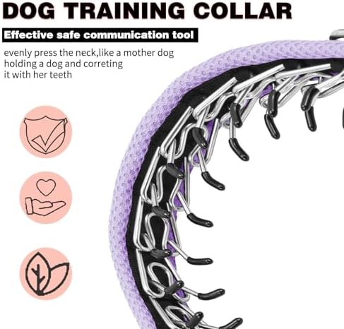 Martingale No Pull Dog Collar for Large Medium Small Dogs, Heavy Duty Nylon Adjustable Reflective Anti Pull Slip Collar with Buckle for Training Walking Hunting S Purple