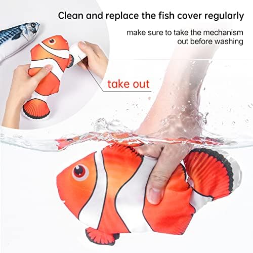 Petgravity Electric Moving Dog Fish Toy 2 Pack with Updated Motor Realistic Flopping Fish Oxford Cloth Interactive Dog Toys Pet Toys for Small Dogs (with a Washable Spare Cover)