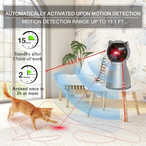 YVE Life Interactive Cat Toys Laser for Indoor Cats,Automatic Kitten Toys | 4th Gen Motion Activated Real Random Trajectory Laser Pointer Cat Toy, USB Rechargeable Cat Enrichment Toys