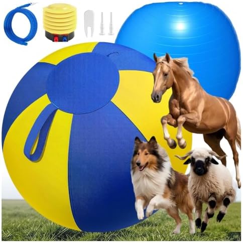 Herding Ball for Dogs Large for Australian Shepherd, Blue-Yellow L