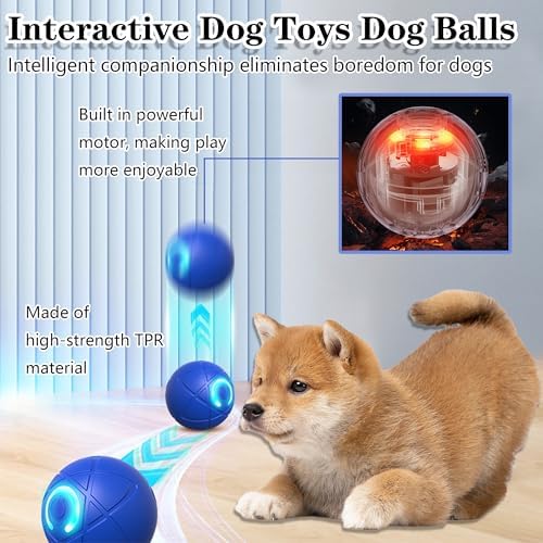 IRIDESCENT Interactive Dog Toys Dog Balls Activated Automatic Rolling Ball for Puppy Small Medium Dogs Smart Jumping Automatic Moving Bouncing and Rotating Ball Vibrating Keep Them Busy