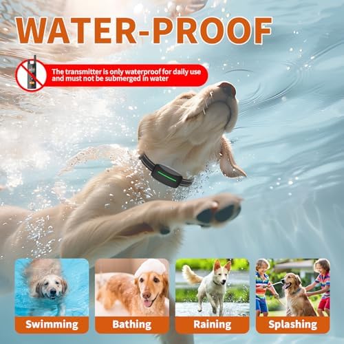 Dog Training Shock Collar 4300FT Dog Bark Collar with Remote IP67 Waterproof 4 Training Modes Beep Vibration Shock Light Mode Magnetic Charger Electric Dogs Collar 8-25 inches Double Shock Iron Black