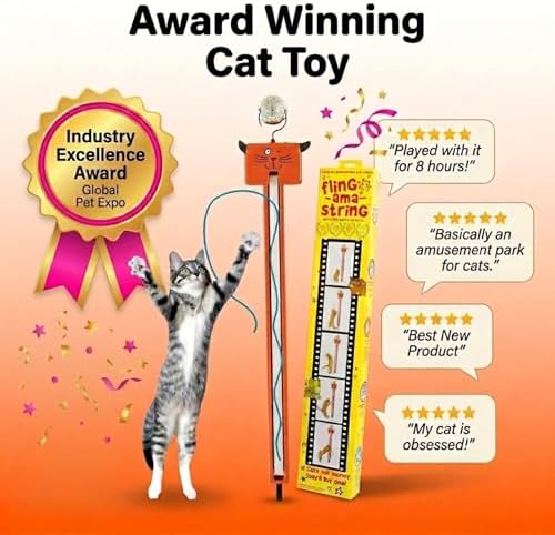 Moody Pet Interactive Cat Toy for Indoor Cats – Fling-AMA-String Automatic, Moving, Flying String Toy for Cats – Battery Operated, Door Hanging Exercise Toy for Kittens & Adult Cats