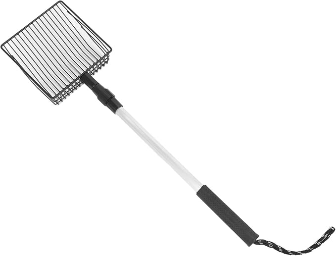 Qiilu Metal Poop Scoop Extendable Cat Litter Scoop Lightweight Versatile Fine Screen Long Handle Pooper Scooper Cat Poop Sifter Pet Supplies Cats Litter & Housebreaking Scoops (Model A 2 Section