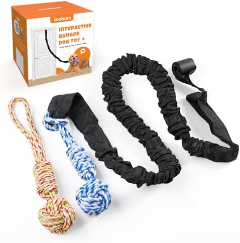LOOBANI Outdoor Bungee Tug Toy, Interactive Dog Door/Tree Hanging Toys