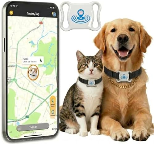Smart Pet Collar Tracker, Dog & Cat Tracker, Real-Time Accurate Location, IPX7 Waterproof, Lightweight & Comfortable, No Monthly Fee,Android/iOS