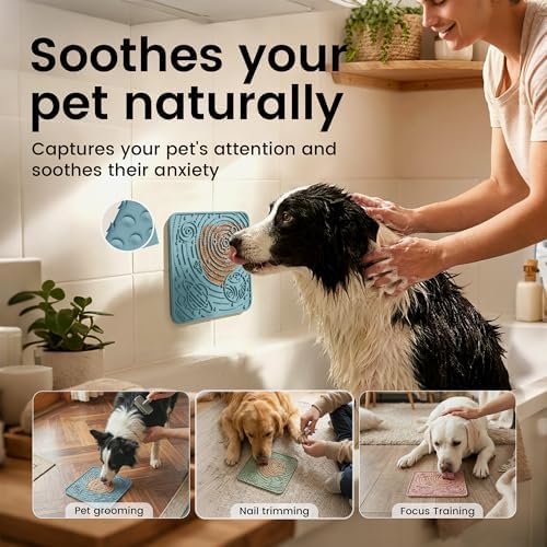 OHMO Large Lick Mat for Dogs&Cats, Space Pattern, 2pcs, Dark&Light Blue