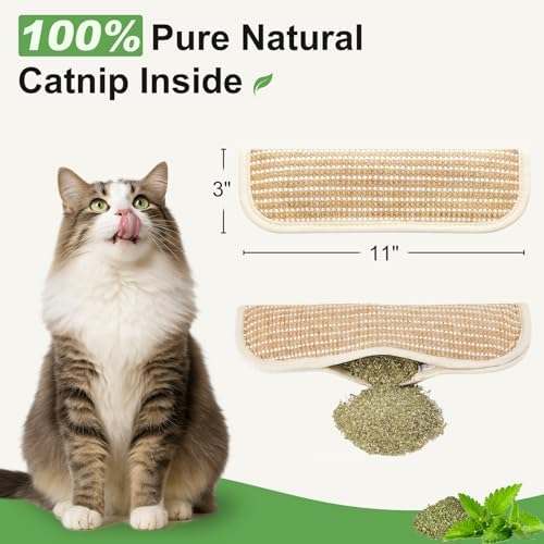 Cat Toys, 2 Pack Sisal Catnip Pillow Toys with 8000mg Catnip