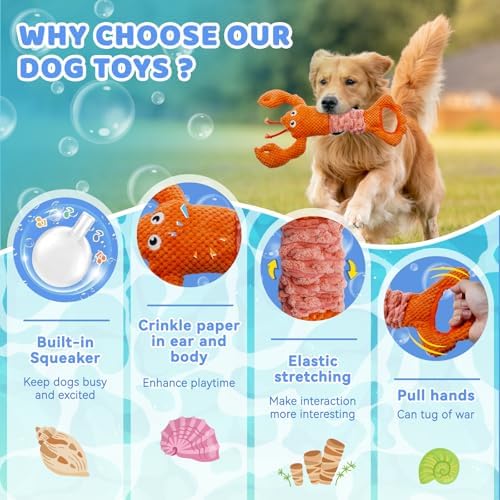 YZHDUXIU Tug of War Dog Toy Squeaky Dog Toys Interactive Lobster Puppy Toys