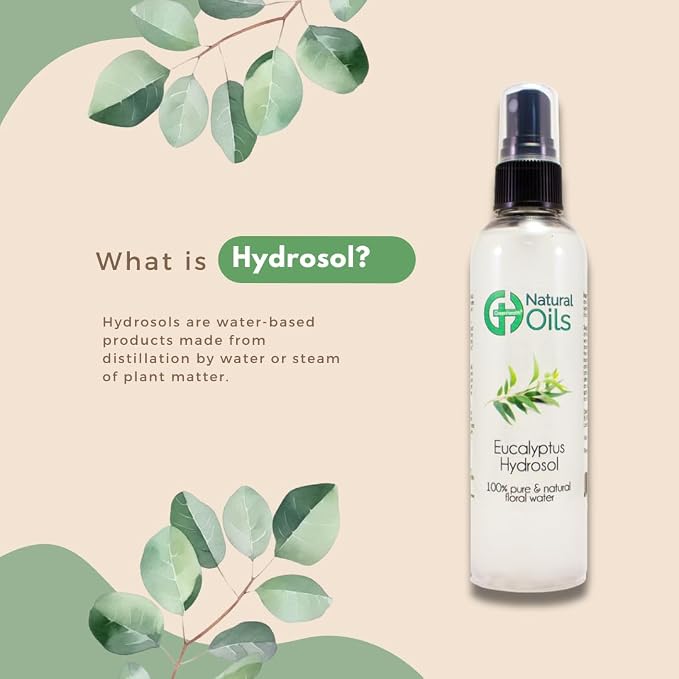 GreenHealth Eucalyptus Hydrosol Floral Water – 8 fl oz – 100% Pure Steam-Distilled – Natural Room Spray, Linen Mist & Aromatherapy – Not Essential Oil – Plastic Bottle with Cap