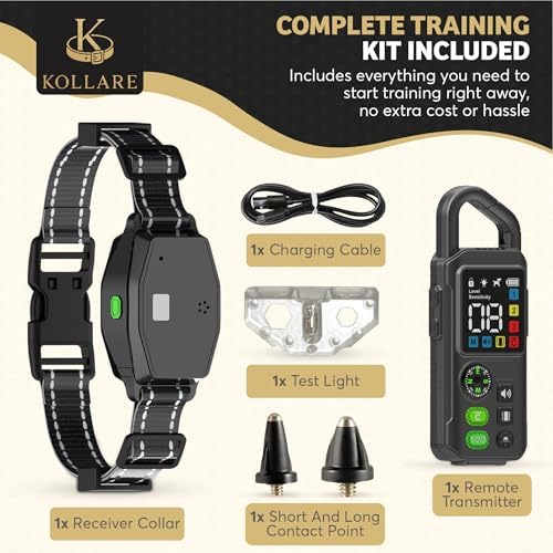 Kollare Smart Dog Training Collar with Remote – Waterproof, Rechargeable & Adjustable E-Collar with Beep, Vibration & Gentle Static Modes – Long Range Pet Obedience Training for All Dogs