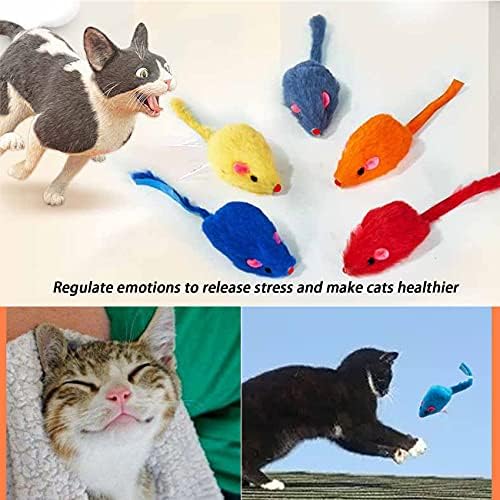 Furry Cat Toys Mice Rattle Interactive Mouse Toy for Indoor Cats Catnip Ball Kitten Kitty Pet Play Assorted Color