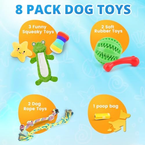 LOYEE 8 Pack Puppy Toys for Small Dogs, Luxury Dog Chew Toys with Squeaky Plush Toys, Rope Toys and Ball, Teething Toys for Puppy Supplies