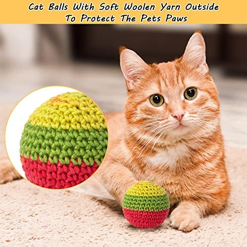 Retro Shaw Cat Toys Balls, Yarn Cat Ball with Bell Inside, Interactive Kitten Toys for Indoor Bored Cats, Handmade Crochet Kitty Ball 12 Pack