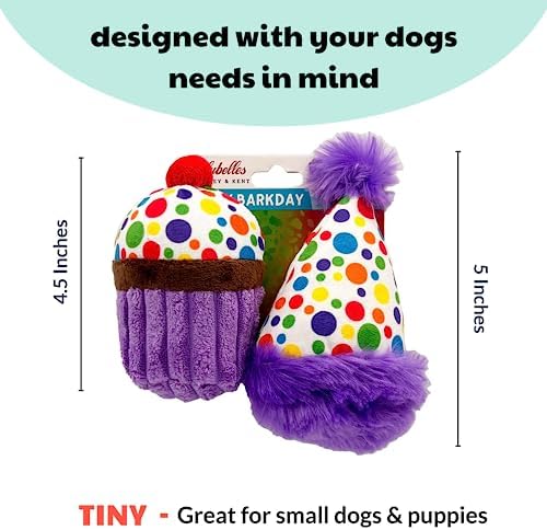 Huxley & Kent Tiny Tuff Plush Dog Toy, It's My Barkday (2 Pack)