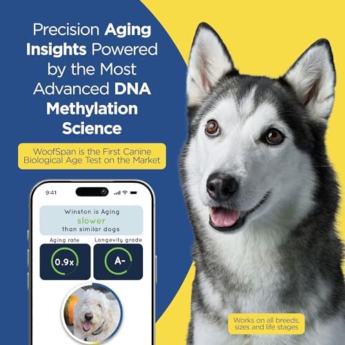 WoofSpan Dog Biological Age Test - DNA Methylation Science to Assess Healthspan, Aging Rate, and Risk for Common Conditions - Personalized Health Report & Preventative Care Tool for Dogs