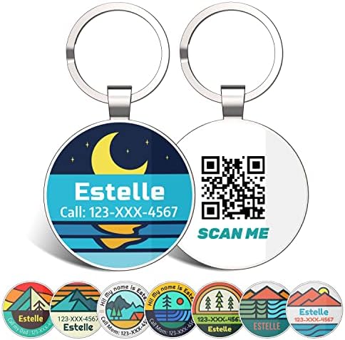 Custom Dog ID Tags, Personalized Pet ID Tags with QR Code, Free Online&Scan QR Receive Instant Location Alert Email