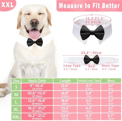 Dog Bowtie, KOOLMOX Dog Bow Tie Collar Handcrafted Adjustable Formal Pet Black Bowtie Neck Bow for Dogs Medium to Large Boy Dogs Tuxedo Collar Pet Wedding Birthday Gift